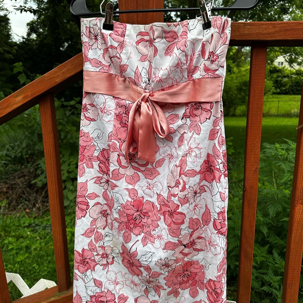Sequin Hearts Pink Floral Strapless Dress